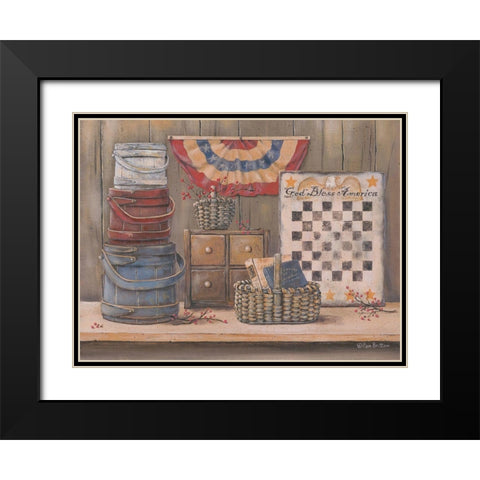 God Bless America Black Modern Wood Framed Art Print with Double Matting by Britton, Pam