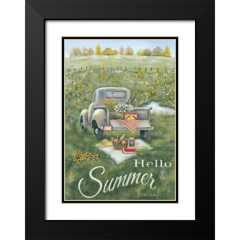 Hello Summer Black Modern Wood Framed Art Print with Double Matting by Britton, Pam