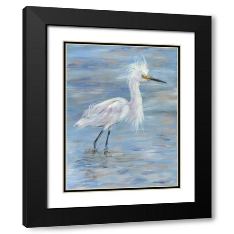 Egret Black Modern Wood Framed Art Print with Double Matting by Britton, Pam