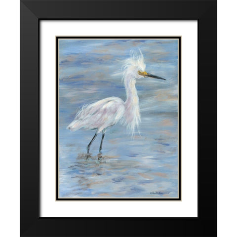Egret Black Modern Wood Framed Art Print with Double Matting by Britton, Pam