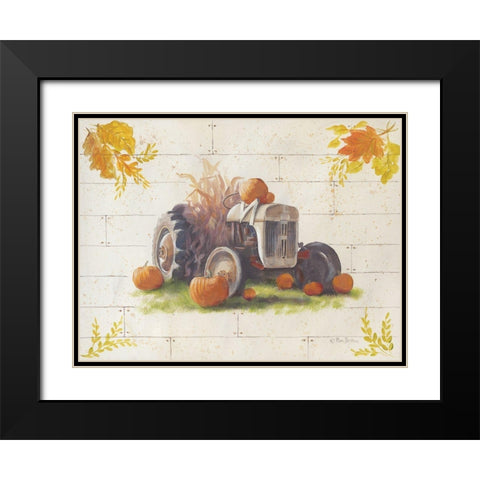 Harvest Tractor Black Modern Wood Framed Art Print with Double Matting by Britton, Pam