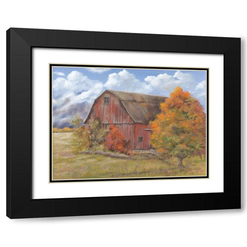 Autumn Barn Black Modern Wood Framed Art Print with Double Matting by Britton, Pam