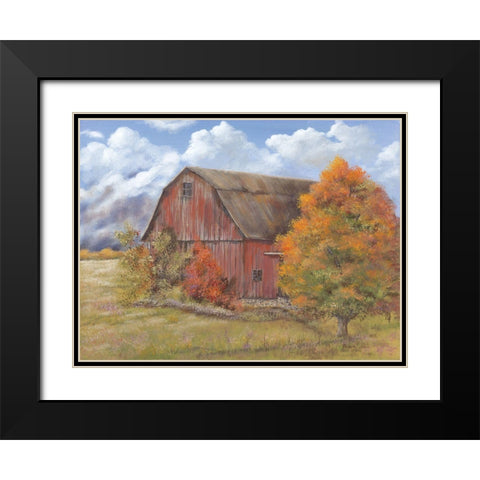 Autumn Barn Black Modern Wood Framed Art Print with Double Matting by Britton, Pam