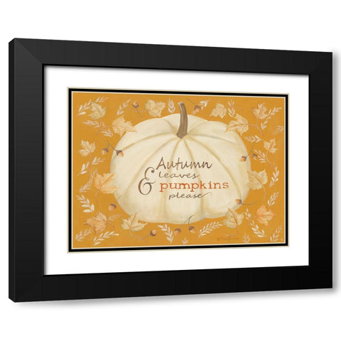 Autumn Leaves And Pumpkin Black Modern Wood Framed Art Print with Double Matting by Britton, Pam