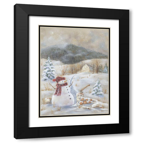 Snowy Day Fun Black Modern Wood Framed Art Print with Double Matting by Britton, Pam