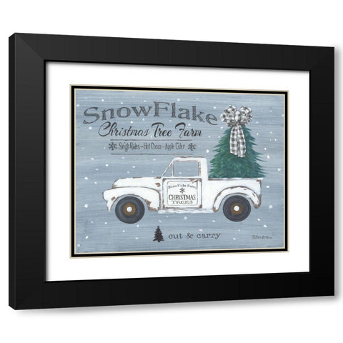 Snowflake Christmas Tree Farm Black Modern Wood Framed Art Print with Double Matting by Britton, Pam