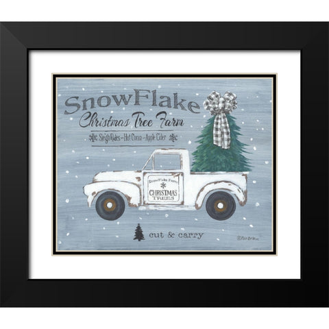 Snowflake Christmas Tree Farm Black Modern Wood Framed Art Print with Double Matting by Britton, Pam