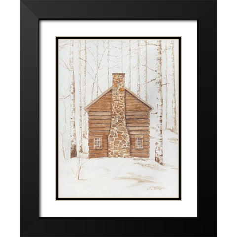 Wintery Cabin Black Modern Wood Framed Art Print with Double Matting by Britton, Pam