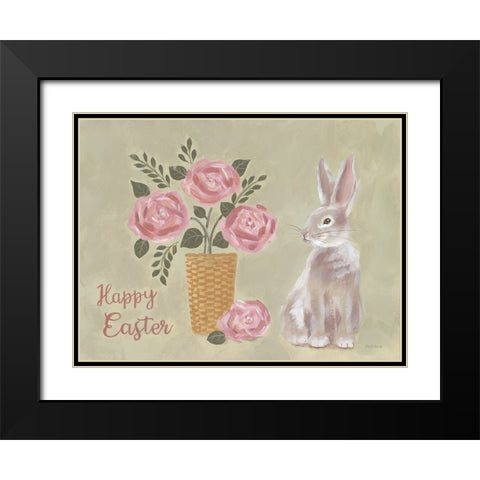 Happy Easter Basket Black Modern Wood Framed Art Print with Double Matting by Britton, Pam