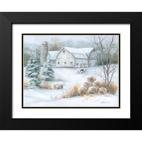 Winter Hay Black Modern Wood Framed Art Print with Double Matting by Britton, Pam