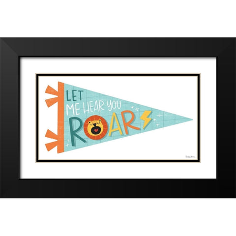 Roar Pennant Black Modern Wood Framed Art Print with Double Matting by Lady Louise Designs