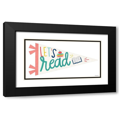 Lets Read Pennant Black Modern Wood Framed Art Print with Double Matting by Lady Louise Designs