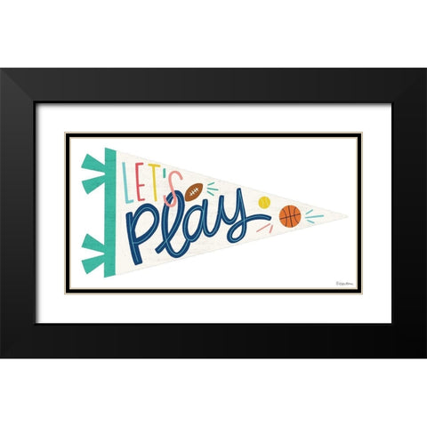 Lets Play Pennant Black Modern Wood Framed Art Print with Double Matting by Lady Louise Designs