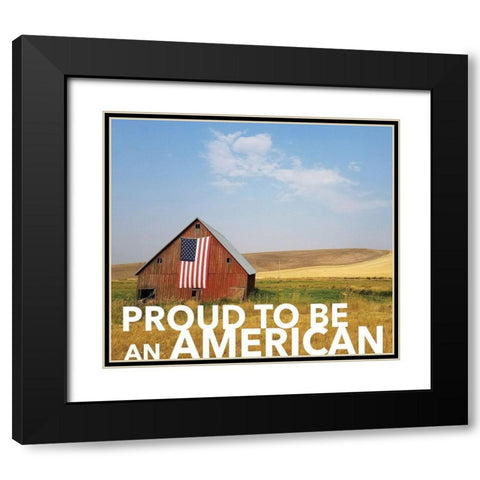 Proud American Black Modern Wood Framed Art Print with Double Matting by Lady Louise Designs