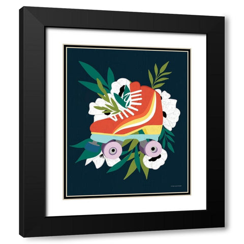 Retro Roller Skate I   Black Modern Wood Framed Art Print with Double Matting by Lady Louise Designs