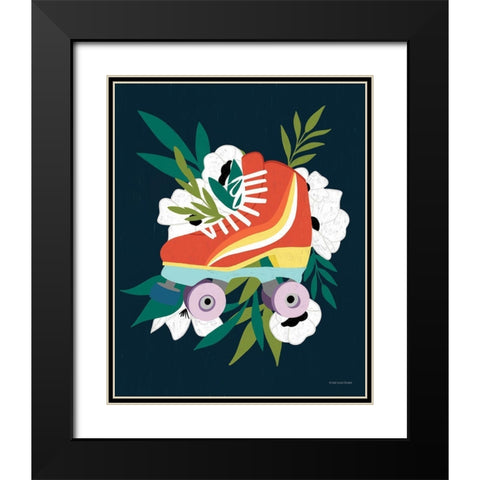 Retro Roller Skate I   Black Modern Wood Framed Art Print with Double Matting by Lady Louise Designs