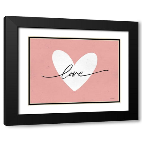 Love Heart Black Modern Wood Framed Art Print with Double Matting by Lady Louise Designs