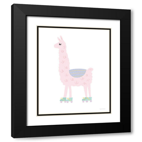 Llama Black Modern Wood Framed Art Print with Double Matting by Lady Louise Designs