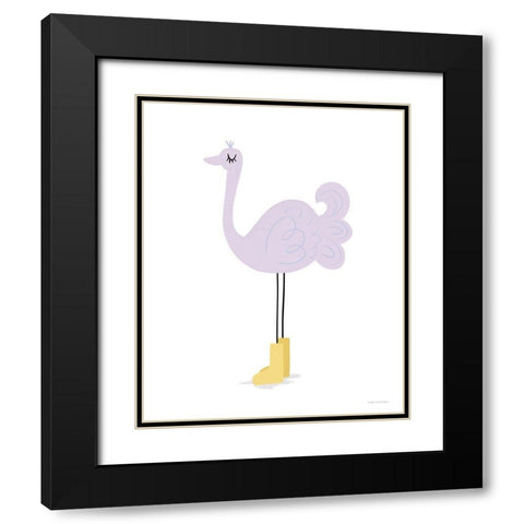 Ostrich Black Modern Wood Framed Art Print with Double Matting by Lady Louise Designs