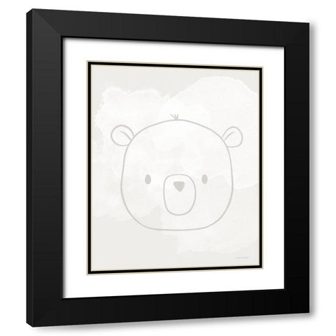 Soft Bear Black Modern Wood Framed Art Print with Double Matting by Lady Louise Designs