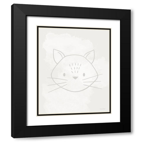 Soft Cat Black Modern Wood Framed Art Print with Double Matting by Lady Louise Designs
