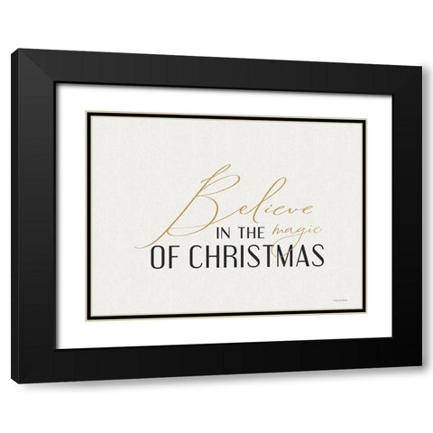 Believe in the Magic of Christmas Black Modern Wood Framed Art Print with Double Matting by Lady Louise Designs