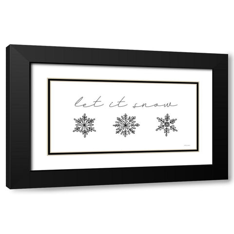 Let It Snow Black Modern Wood Framed Art Print with Double Matting by Lady Louise Designs