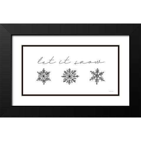 Let It Snow Black Modern Wood Framed Art Print with Double Matting by Lady Louise Designs