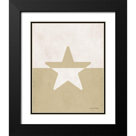 Neutral Nursery Half Star     Black Modern Wood Framed Art Print with Double Matting by Lady Louise Designs
