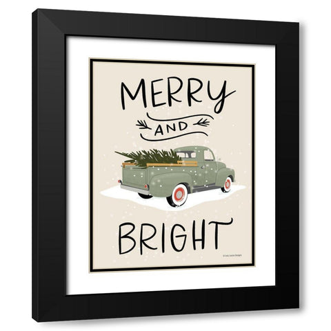 Merry Truck Black Modern Wood Framed Art Print with Double Matting by Lady Louise Designs