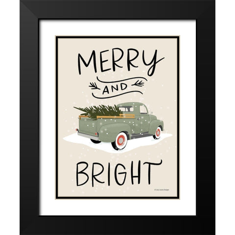 Merry Truck Black Modern Wood Framed Art Print with Double Matting by Lady Louise Designs