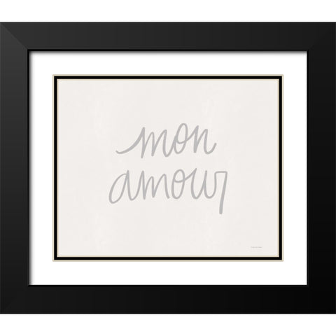 Mon Amour Black Modern Wood Framed Art Print with Double Matting by Lady Louise Designs