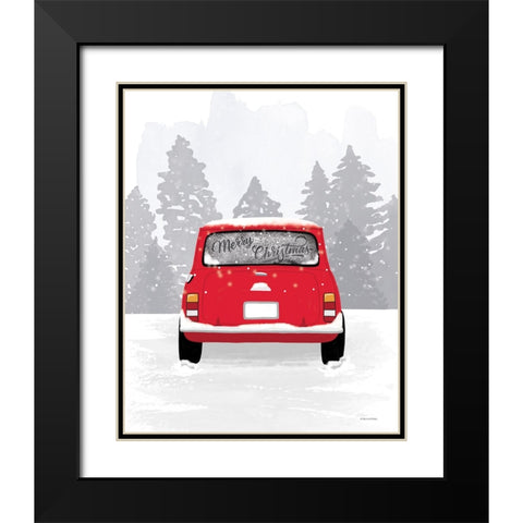 Red Christmas Car Black Modern Wood Framed Art Print with Double Matting by Lady Louise Designs