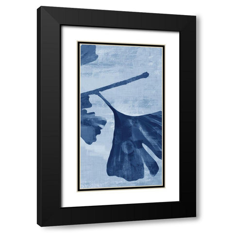 Ginkgo Branch in Blue III Black Modern Wood Framed Art Print with Double Matting by Cloverfield And Co.