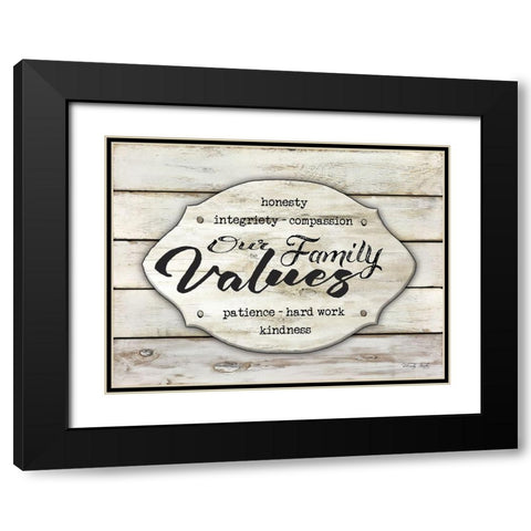 Our Family Values Black Modern Wood Framed Art Print with Double Matting by Jacobs, Cindy