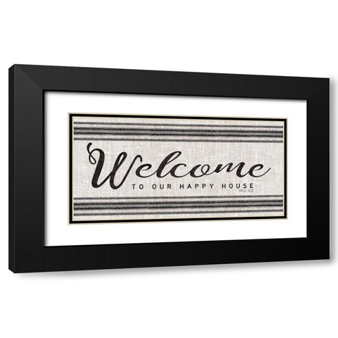 Welcome to Our Happy Place Black Modern Wood Framed Art Print with Double Matting by Jacobs, Cindy