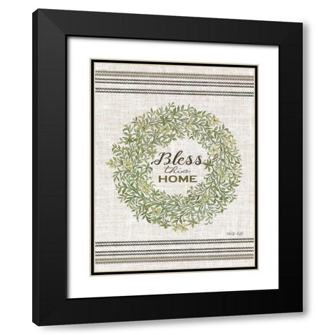 Bless This Home Wreath Black Modern Wood Framed Art Print with Double Matting by Jacobs, Cindy