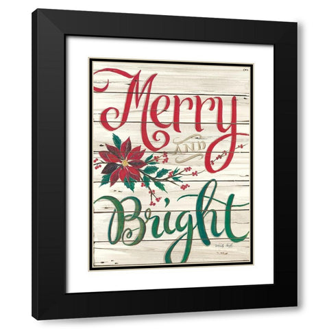 Merry and Bright Shiplap Black Modern Wood Framed Art Print with Double Matting by Jacobs, Cindy