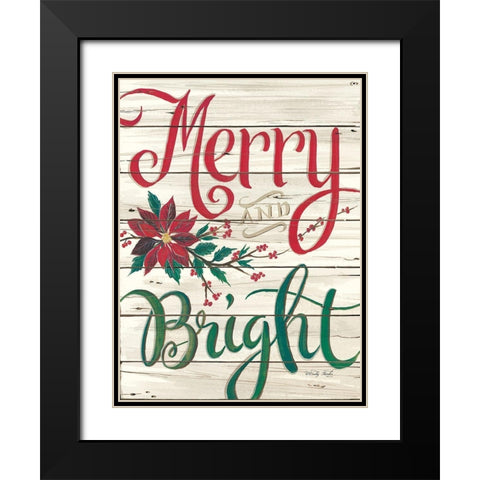 Merry and Bright Shiplap Black Modern Wood Framed Art Print with Double Matting by Jacobs, Cindy