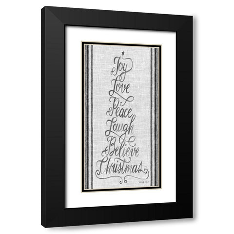 Christmas Word Tree   Black Modern Wood Framed Art Print with Double Matting by Jacobs, Cindy