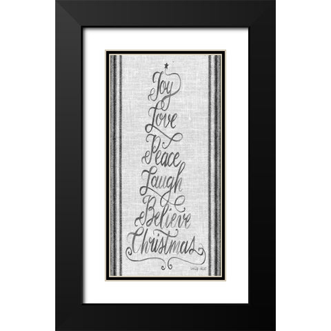 Christmas Word Tree   Black Modern Wood Framed Art Print with Double Matting by Jacobs, Cindy