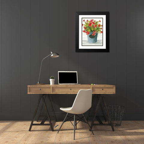 Merry Christmas Pot Black Modern Wood Framed Art Print with Double Matting by Jacobs, Cindy