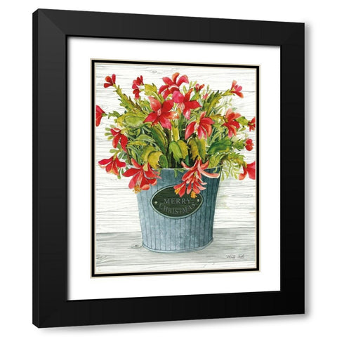 Merry Christmas Pot Black Modern Wood Framed Art Print with Double Matting by Jacobs, Cindy