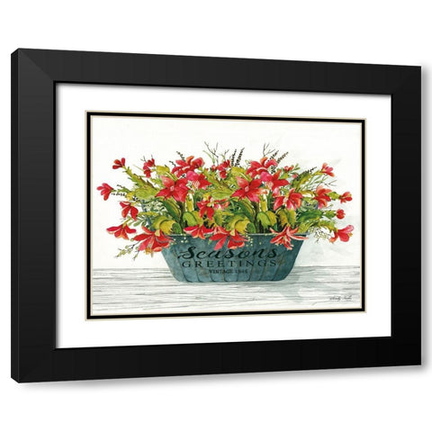 Seasons Greetings Pot Black Modern Wood Framed Art Print with Double Matting by Jacobs, Cindy
