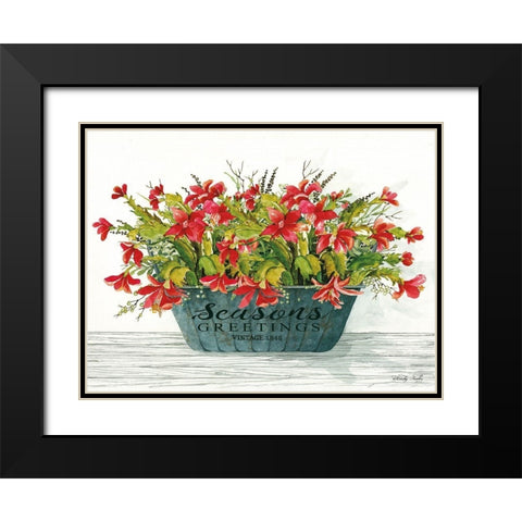 Seasons Greetings Pot Black Modern Wood Framed Art Print with Double Matting by Jacobs, Cindy