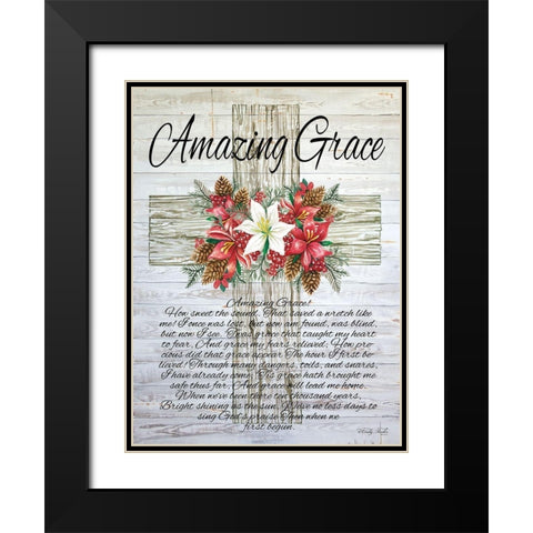 Amazing Grace Christmas Cross   Black Modern Wood Framed Art Print with Double Matting by Jacobs, Cindy