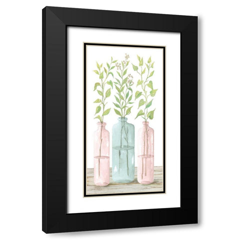 Pastel Leaves in Jars   Black Modern Wood Framed Art Print with Double Matting by Hallowell, Britt