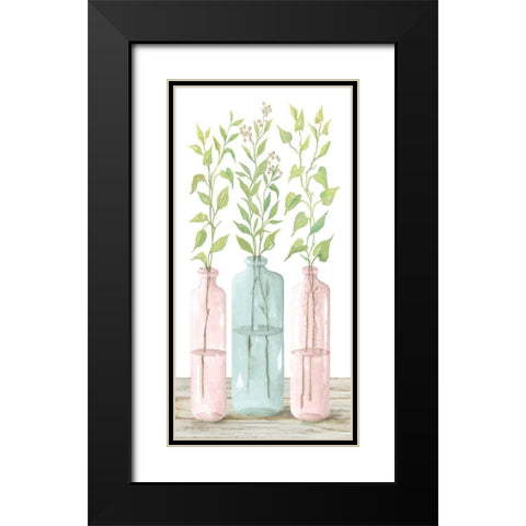 Pastel Leaves in Jars   Black Modern Wood Framed Art Print with Double Matting by Hallowell, Britt