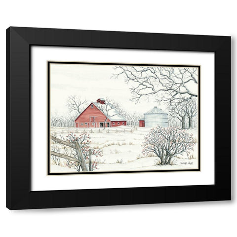 Winter Barn Black Modern Wood Framed Art Print with Double Matting by Jacobs, Cindy
