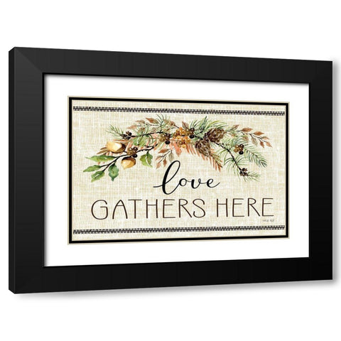 Love Gathers Here Black Modern Wood Framed Art Print with Double Matting by jacobs, Cindy